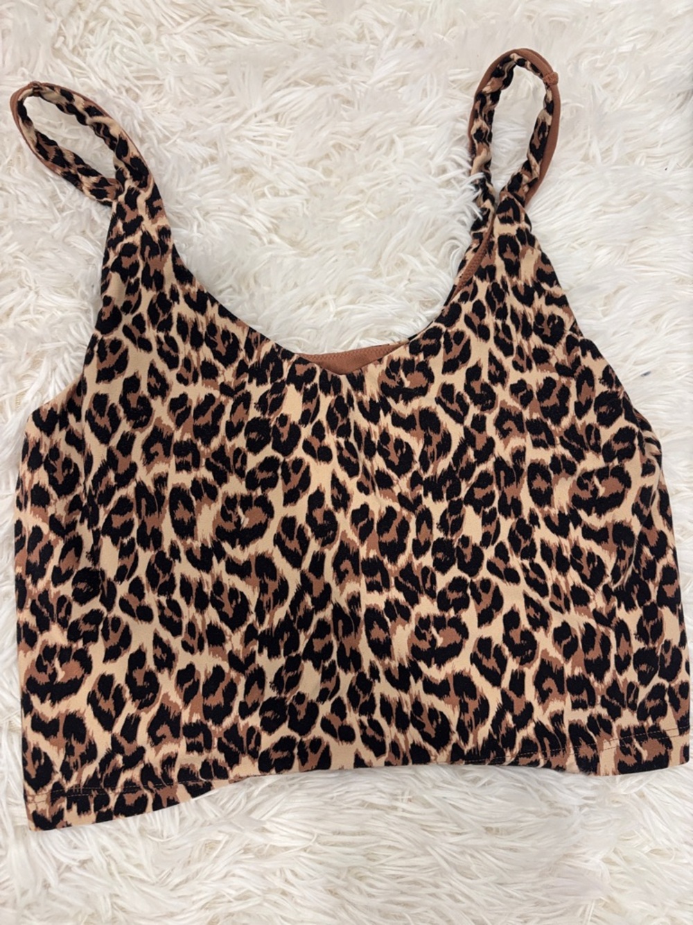 aerie Leopard Print Crop Cami in Brown and Black
